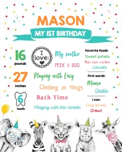 Milestones Poster Party Animals Boy No Leaves design preview