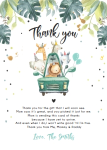 Thank You Card Drive By Safari Boy design preview