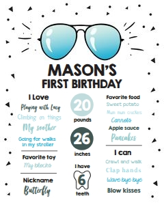 Birthday Milestone Poster Sunglasses Two Cool No Palm design preview