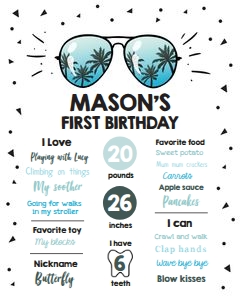 Birthday Milestone Poster Sunglasses Two Cool design preview