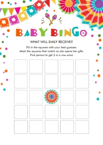 Baby Shower Game Fiesta Baby Bingo design preview