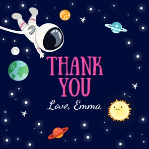Favor Tag Space Astronaut Square Girl: Favor Tag Space Astronaut Girl