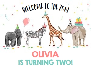 Welcome Sign Party Animals Zoo Girl design preview