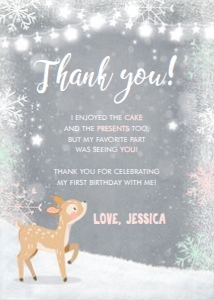 Thank You Card Winter Onederland Deer v2 design preview