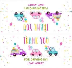 Treat Bag Toppers Drive By Pink design preview