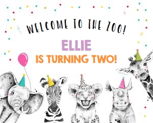 Welcome Sign Party Animals Black and White Zoo Girl design preview