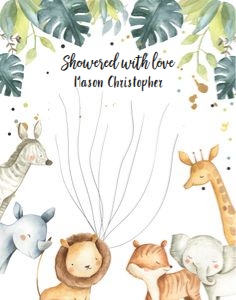Fingerprint Guestbook Safari Animals No Hats Boy design preview