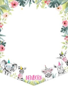 Birthday Monthly Photo Banner Party Animals Safari Girl design preview