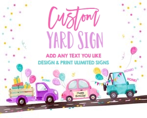Custom Sign Drive By Birthday Cars Pink design preview
