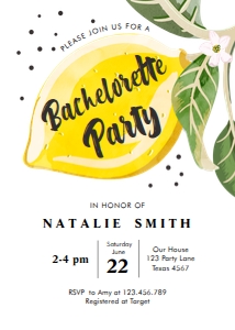 Bachelorette Party Invitation Lemon Leaves design preview