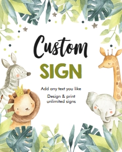 Custom Editable Sign Safari Animals Jungle Boy 8x10 design preview