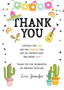 Thank You Card Fiesta Taco Twosday Girl design preview