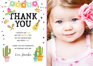 Thank You Card Fiesta Taco Twosday Girl Photo design preview