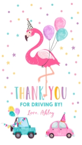 Favor Tag Flamingo Balloons Cars: Favor Tag Flamingo Balloons Cars