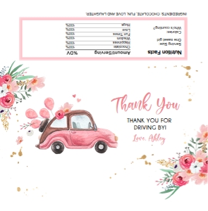 Candy Bar Wrapper Drive By Car Floral Pink design preview