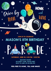 Birthday Invitation Drive By Space Vertical design preview