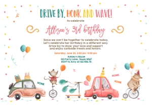Birthday Invitation Drive By Circus Horizontal design preview