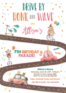 Birthday Invitation Drive By Circus Vertical design preview