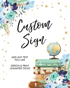 Custom Sign Floral Blue White 8x10 design preview