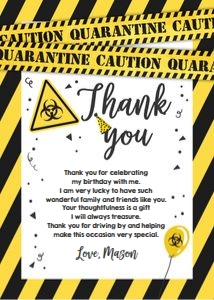 Thank You Card Caution Quarantine Yellow White design preview