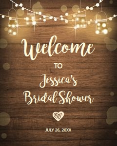 Welcome Sign Bridal Shower Rustic Wood design preview