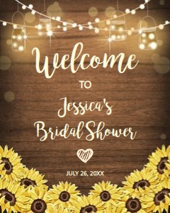 Welcome Sign Bridal Shower Rustic Wood Sunflowers design preview