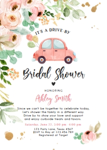 Bridal Shower Invitation Drive By Floral Coral Vertical design preview