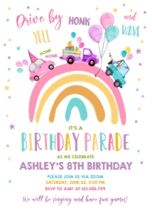 Birthday Invitation Rainbow Drive By design preview