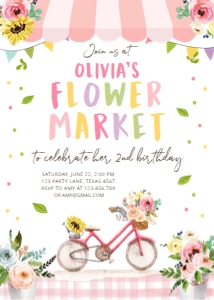 Birthday Invitation Flower Market design preview