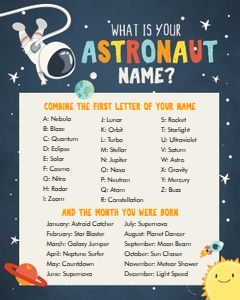 Name Game Space Sign 8x10: Name Game Space