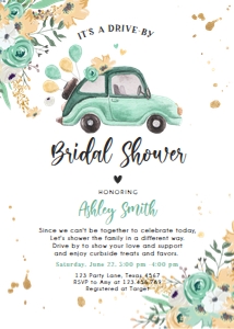 Bridal Shower Invitation Drive By Car Mint Green Vertical design preview