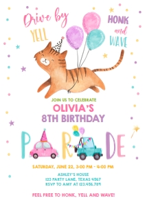 Birthday Invitation Drive By Kitten design preview