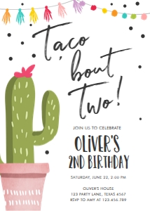 Birthday Invitation Cactus Fiesta Taco Bout design preview