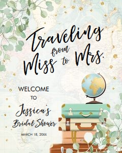 Welcome Sign Travel Miss to Mrs Eucalyptus Map design preview