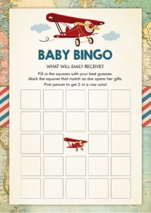Baby Shower Game Airplane Baby Bingo design preview