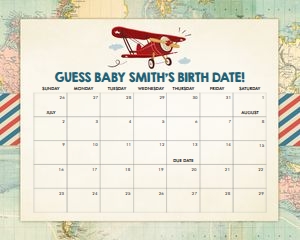 Baby Shower Game Airplane Guess the Birth Date design preview