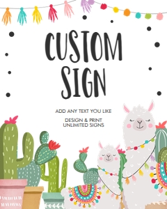 Editable Custom Sign Llama Cactus design preview