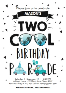 Birthday Invitation Two Cool Drive By design preview
