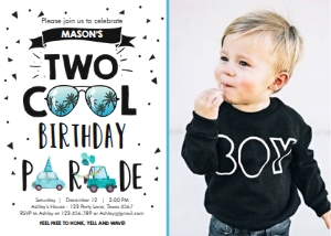 Birthday Invitation Two Cool Drive By - With Photo design preview