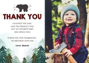 Thank You Card Wild One Lumberjack Trees - With Photo design preview