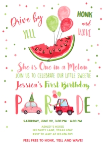 Birthday Invitation Drive By Melon design preview
