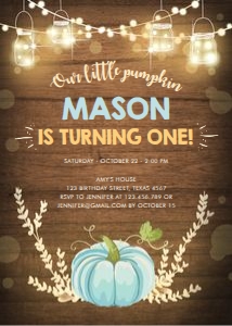 Birthday Invitation Our Little Pumpkin Blue design preview