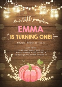 Birthday Invitation Our Little Pumpkin Pink design preview