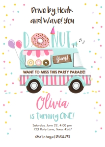 Birthday Invitation Donut Truck Pink Vertical Donut Want To Miss design preview