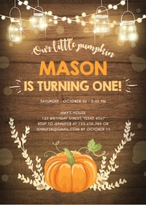 Birthday Invitation Our Little Pumpkin Orange design preview