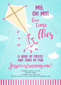 Birthday Invitation Kite Girl design preview