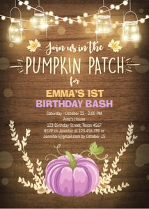 Birthday Invitation Pumpkin Patch Purple design preview