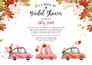 Bridal Shower Invitation Drive By Cars Pink Horizontal Fall design preview