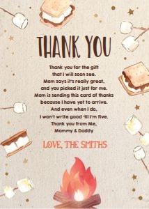 Thank you Card Smore Baby Shower Brown design preview