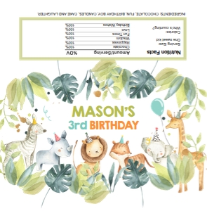 Candy Bar Wrapper Jungle Party Animals Boy design preview